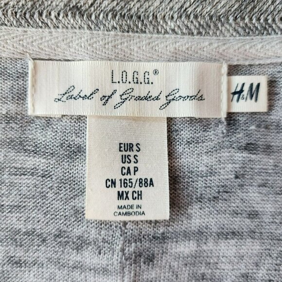 H&M L.O.G.G. Heather Gray V-neck Knit Sweater Womens Small - Picture 5 of 6
